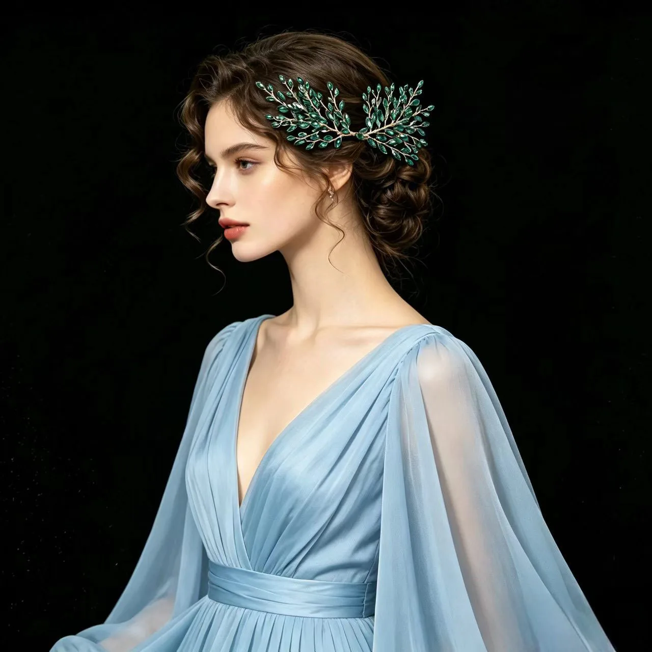 SLBRIDAL Handgefertigter Kristall-Strass-Perlen-Keramikblumen Braut-Haarkamm Hochzeits-Haaraccessoires Brautjungfern Damenschmuck – Detail 2