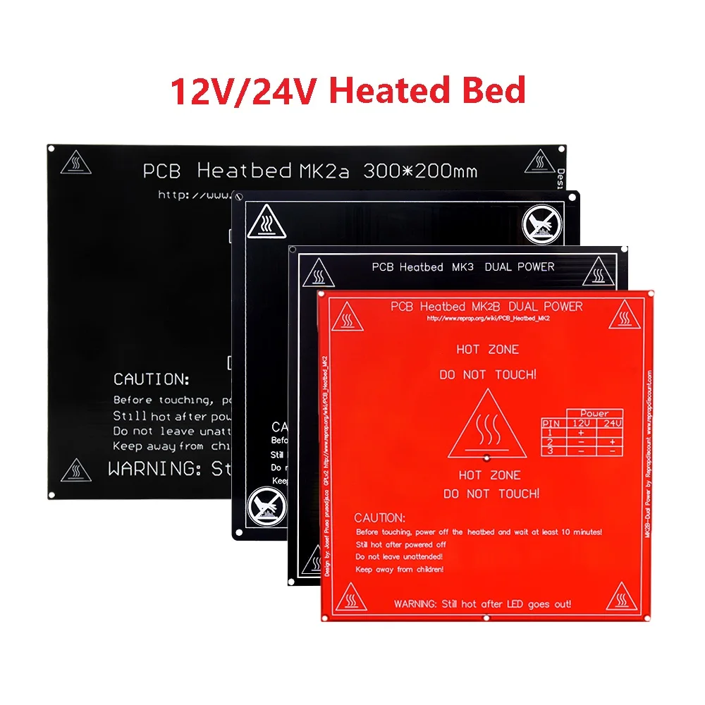 

MEGA MK2A MK3 MK2B Heated Bed PCB Aluminum12V 24V Heatbed HotBed 3D Printer Part Printing Platform 300x200 214x214 220x220mm