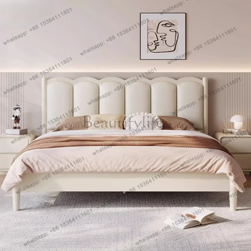 bedroom furniture  Modern French Cream Wind Bed Frame Double bed 2 people Beds bases and frames queen beds