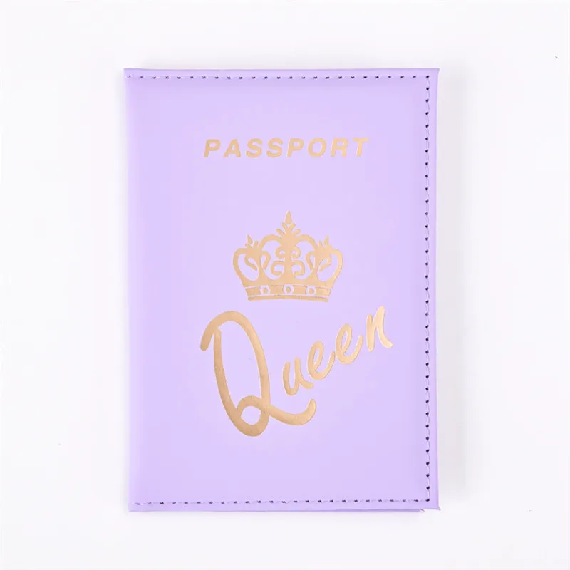 Fashion Queen King  Passport Cover for Women Travel Passport Case Leather Pink Cute Passport Wallet Purse Girl Passport Holder