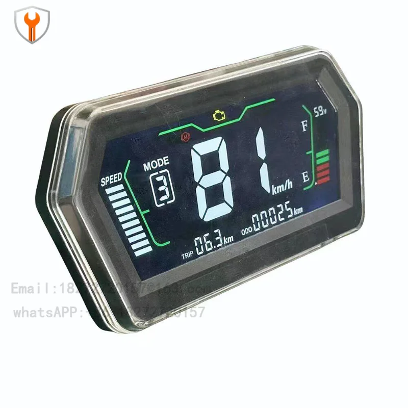 LCD Display Speedometer for Controller, Adjustable with CAN & 1-Wire Communication, 72V 96V for Electric Scooter