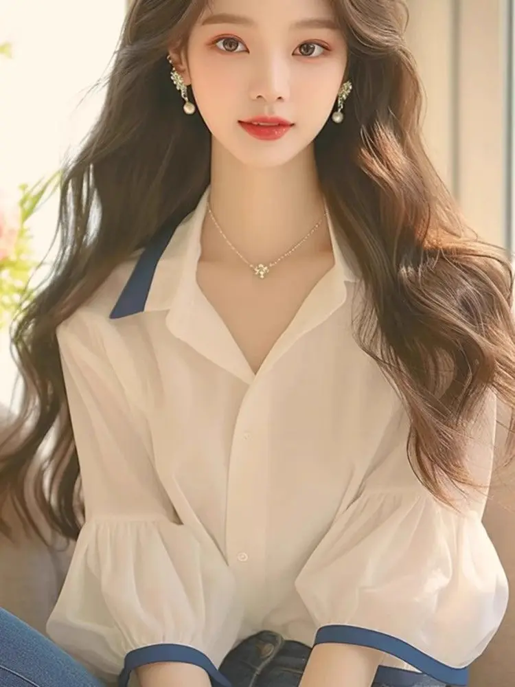 Chemisier à manches lanternes pour femmes, haut polyvalent, haut de gamme, amincissant et rajeunissant, Super beau, élégant, été