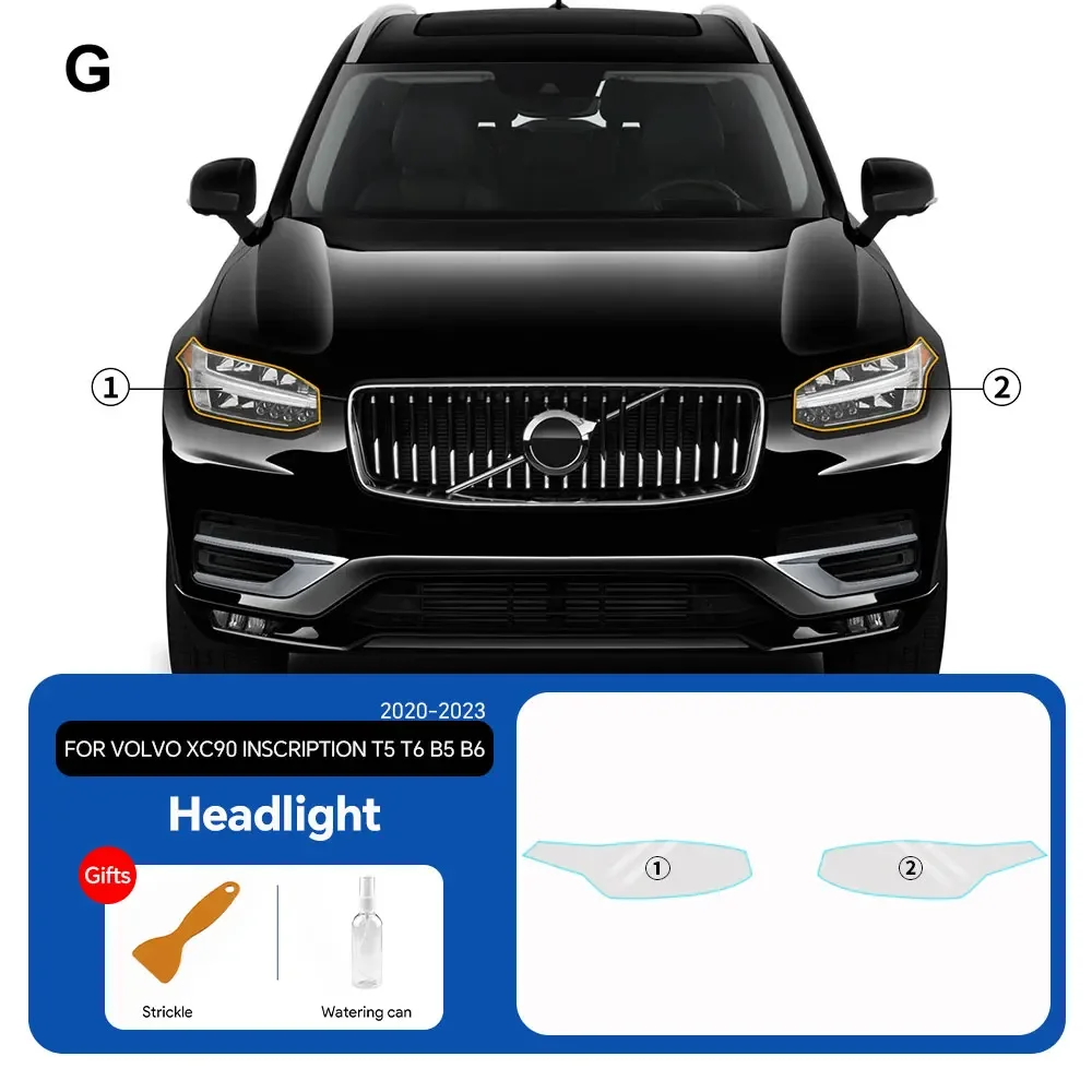 for Volvo XC90 INSCRIPTION 2020-2023 T5 T6 B5 B6 Car Transparent Pre Cut PPF Paint Protection Film TPU Headlight Film Accessorie