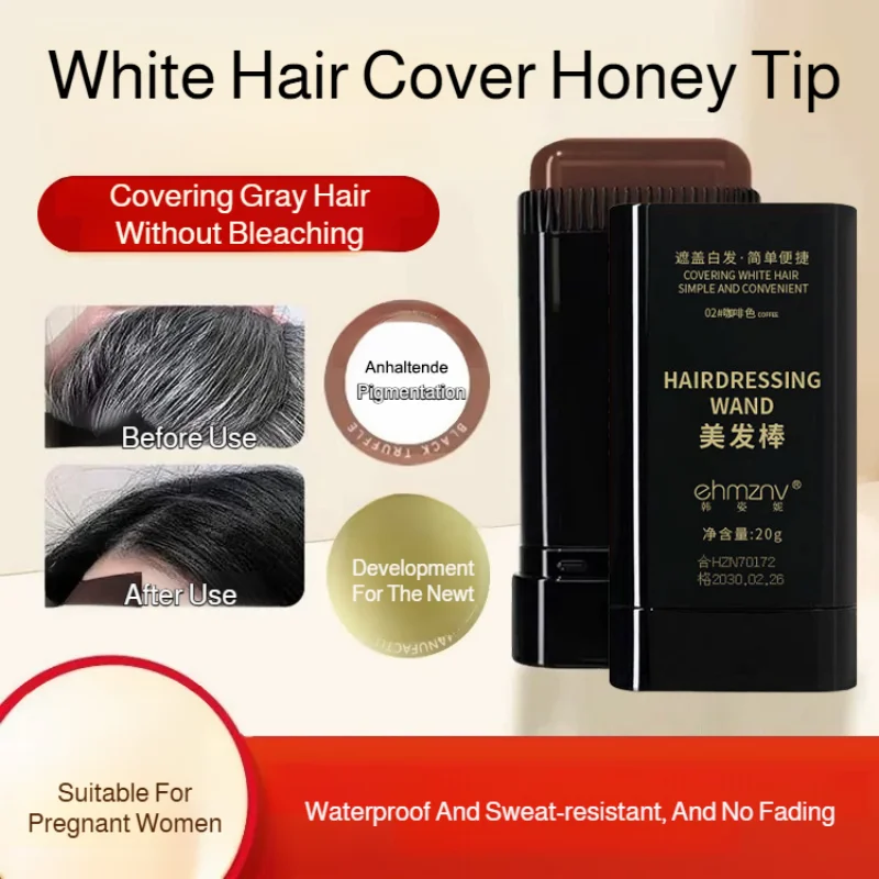 Barra de Tinte para el Cabello, Cubre las Canas Rápidamente, Aplicador Portátil con Cepillo, Retención de Color Duradera, Lápiz de Tinte Desechable para Todo Tipo de Cabello
