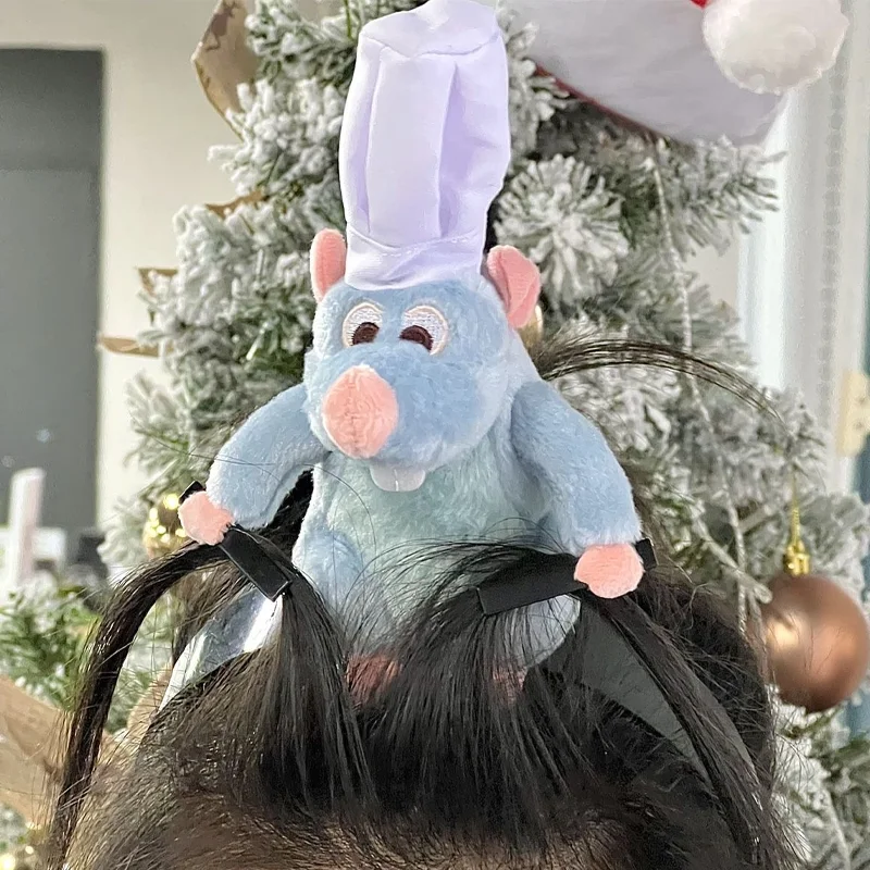 Hot Disney Ratatouille Hairband New Cute Plush Mouse Home Hair Band Girl Makeup Headdress Hairpin Creative Girl's Birthday Gift