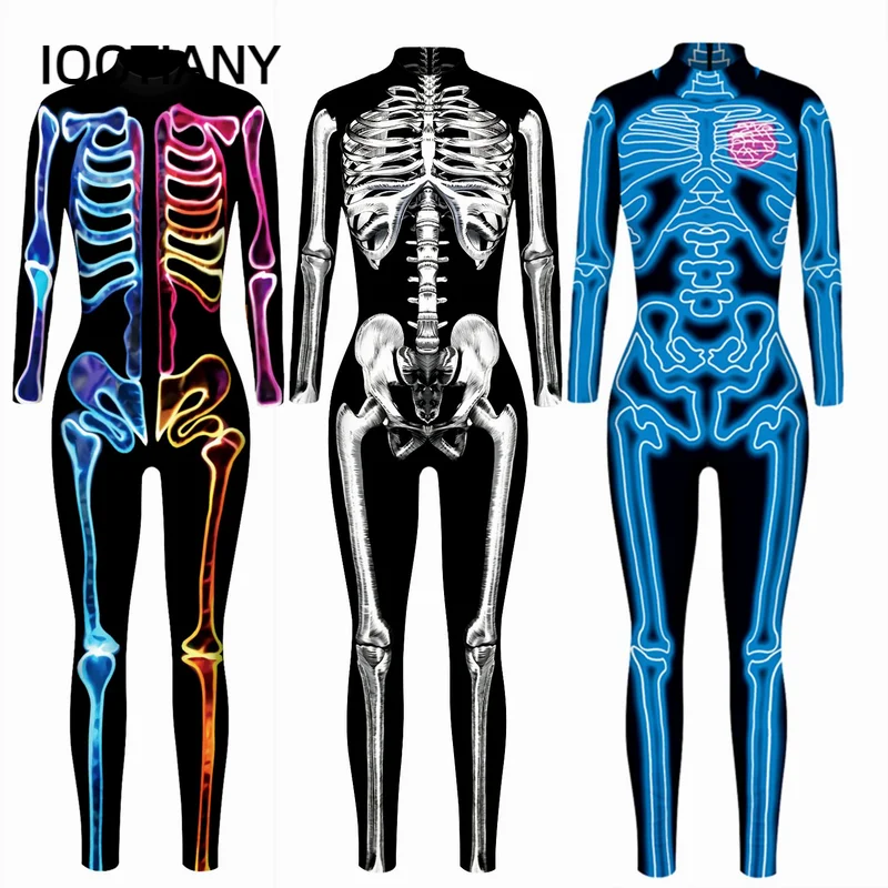

CosplayHalloween Cyberpunk Skeleton Costume Women Gothic Sexy Rose Skeleton Slim Bodysuit Adult Role Playing Tights Stage Fancy