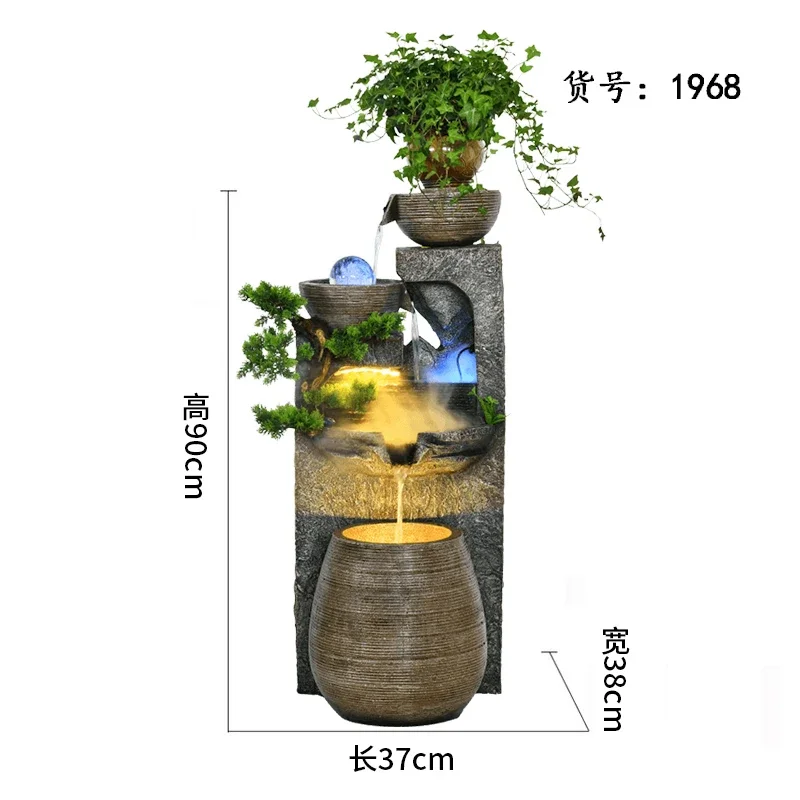 XL Zhaocai Flowing Water Fountain Decoration, Circular Water Balcony Landscape, Artificial Mountain Fountain Landscape