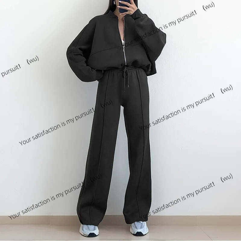 

Europe and the United States 25 spring set, temperament casual solid color loose lace-up sweater sports set