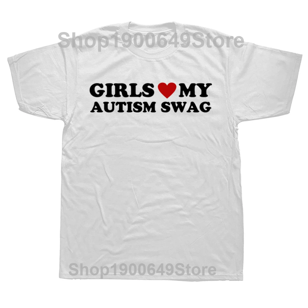 Girls Love My Autism Swag Funny Autistic Boy Gifts Awareness T Shirts Cotton Streetwear Short Sleeve Birthday Gifts T-shirt Men