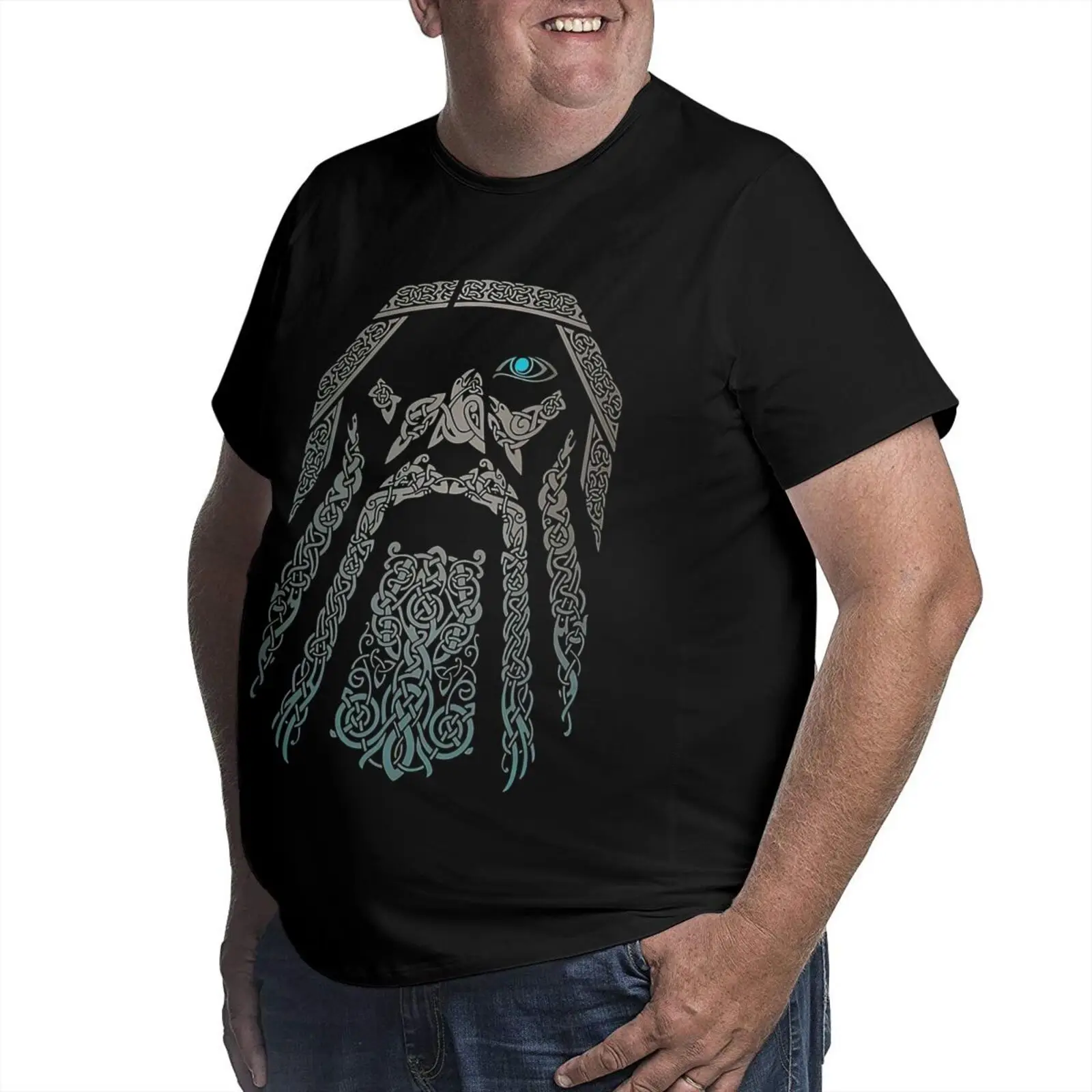 Men Viking Odin Graphic T‑Shirt Nordic Celtic Knot Rune Print Short Sleeve O‑Neck Plus Size Tees