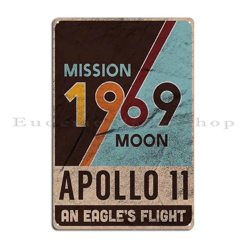 Apollo 11 Retro Moon Landing Gift Metal Plaque Poster Garage Garage Cave Designing Designing Tin Sign Poster