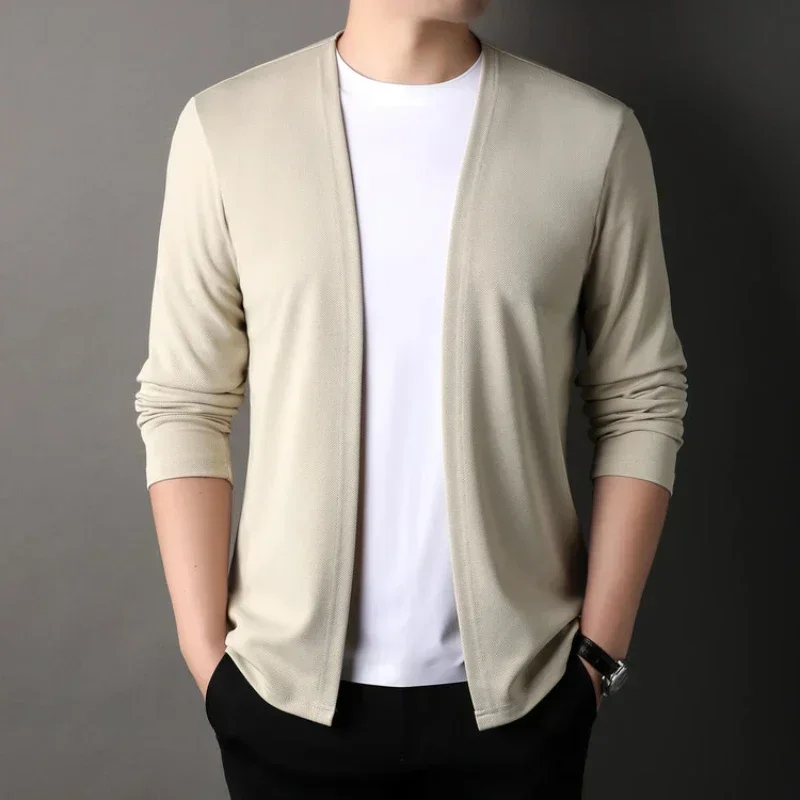 Men's Spring and Autumn Cardigans, Men's Trendy Knitwear, Casual Loose Thin Shawl Jacket for Outerwear