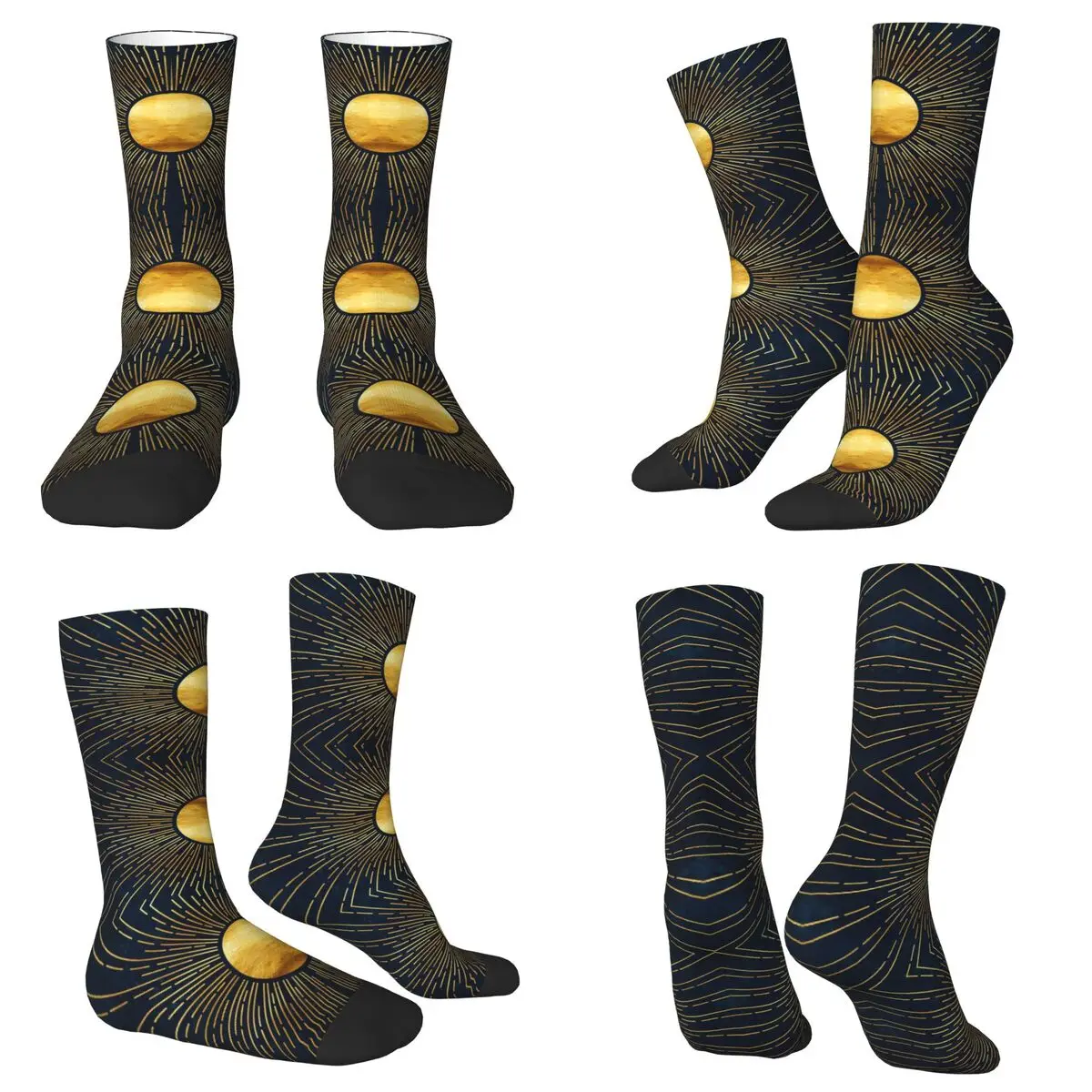 

Синие и золотые носки Harajuku, высококачественные чулки, всесезонные длинные носки, аксессуары для мужчин и женщин, рождественские подарки