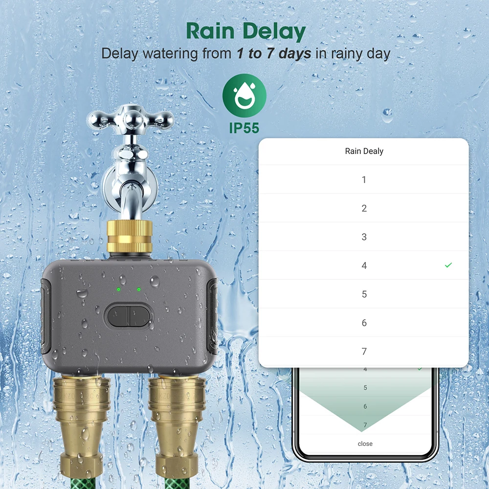 Bluetooth ZIGBEE Watering Timer Automatic Irrigation System Drip Sprinkler Valve Controller Tuya 2-Zone Smart Garden Timer
