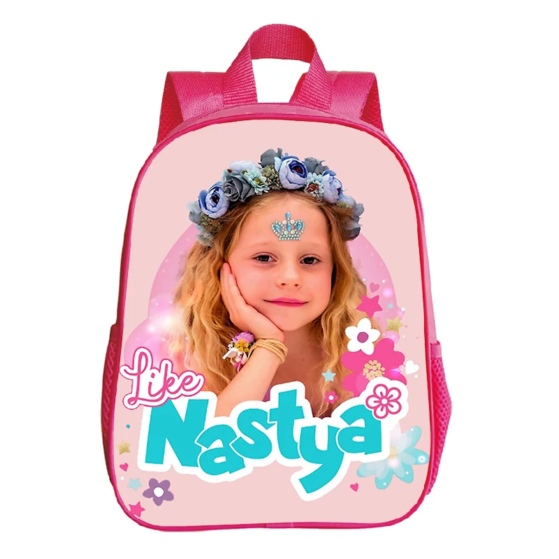 12 Inch Like Nastya Print Backpack for Preschool Girls Pink Kindergarten Bookbag Kawaii Nastya School Bags Kids Bag Pack Gifts