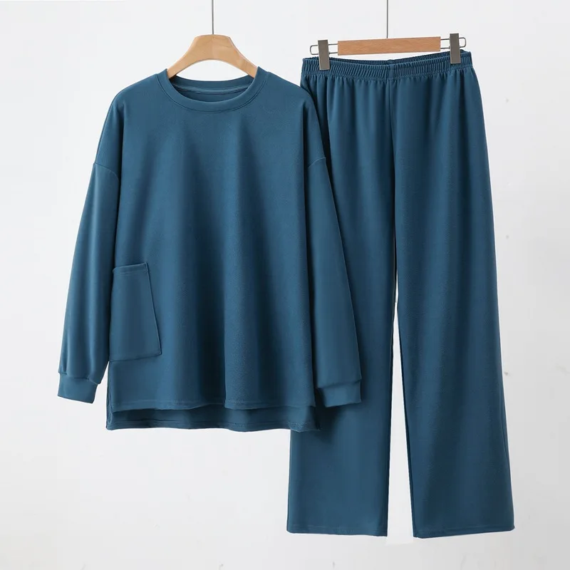 

German Velvet Pajamas Set For Women's Autumn And Winter New Style, Loose Fit, Warm Wearable Home Clothes, Thick Round Neck