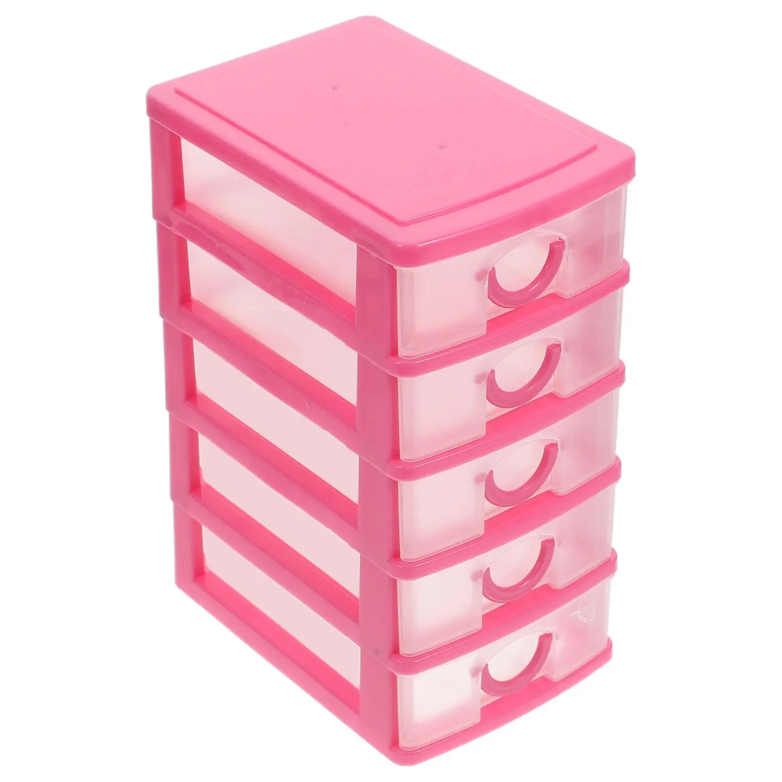 Pink Desk 5 Layers Drawer Cabinet Jewelry ganizer Plastic Clear Desk Versatile Storage Jewelry ganizer Storage Units