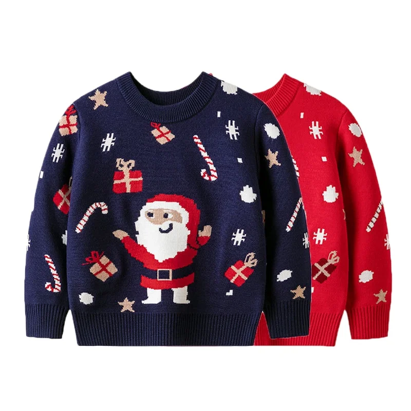 Santa Clause Toddler Boys Sweaters Kids Girls Pullover Knitwear Christmas Children's Clothes