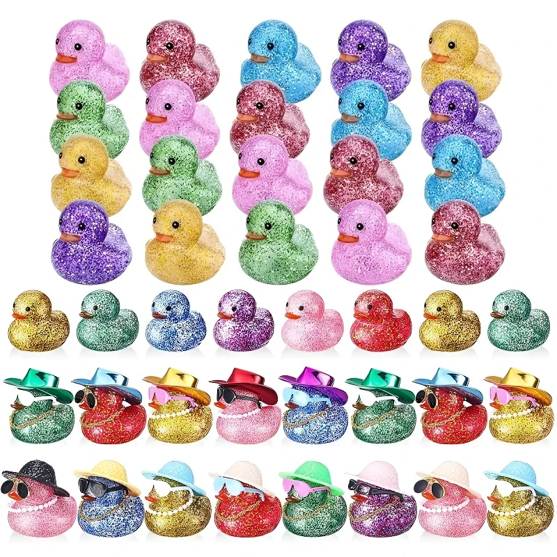 5cm Glitter Rubber Ducks Bathroom Bath Toy Car Ornaments Duck Decorations Children Birthday Gifts Party Favors view 6