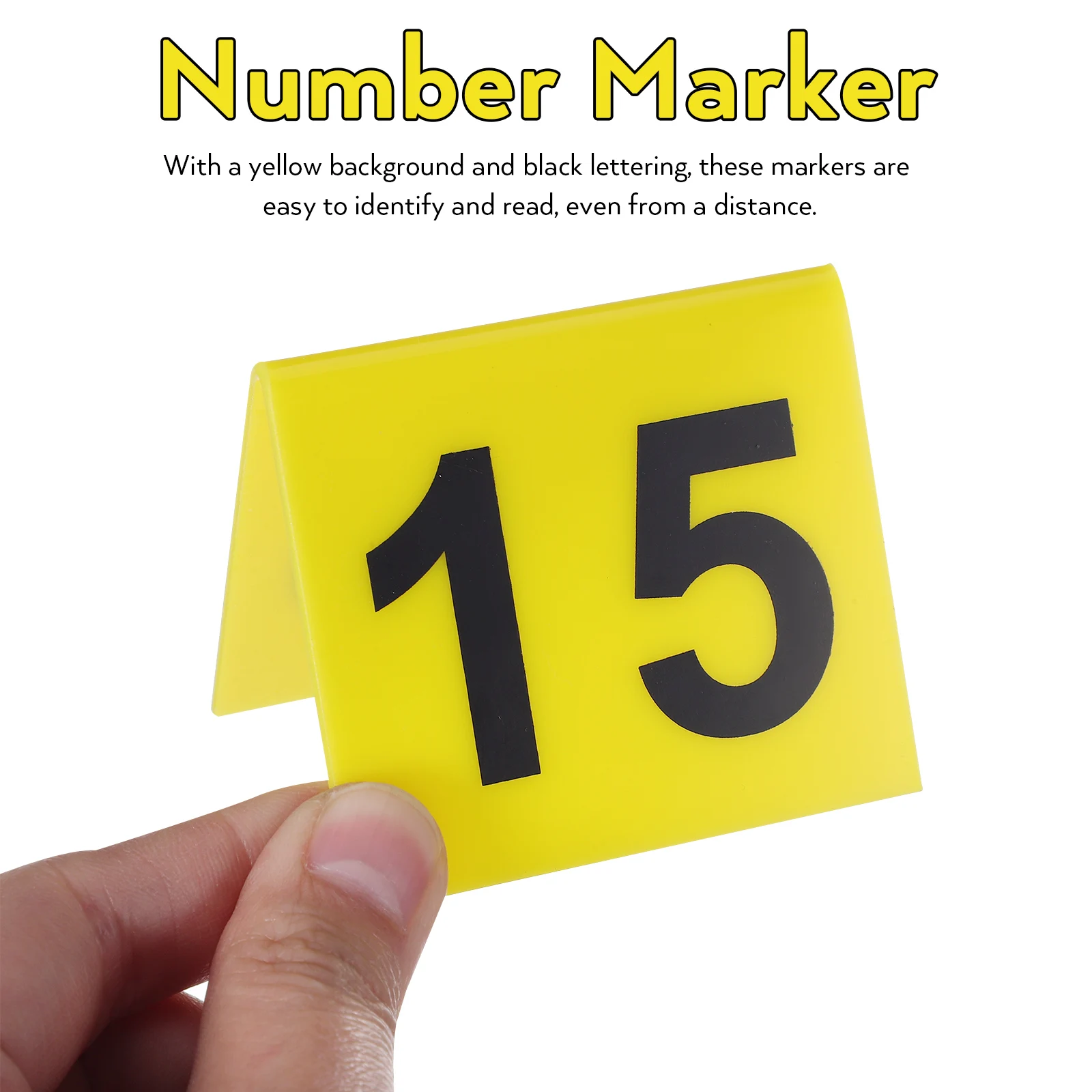 

15 pcs Table Number Markers Yellow Plastic Stable Sturdy Wear Resistant Multi Function Evidence Markers For Restaurant Floor