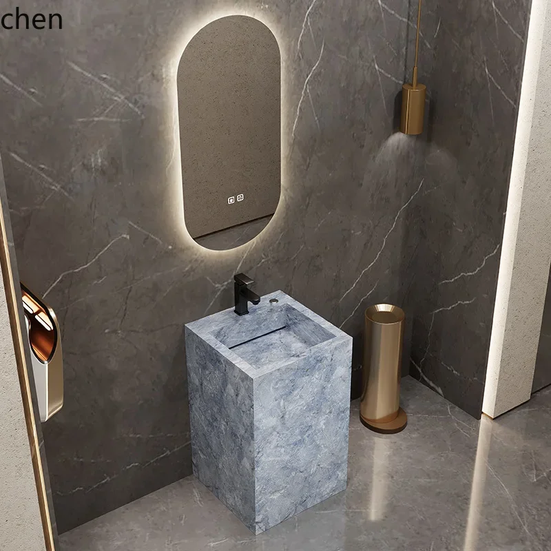 HYS rock slab integrated column basin hand washing outdoor column basin balcony hotel washbasin operation table