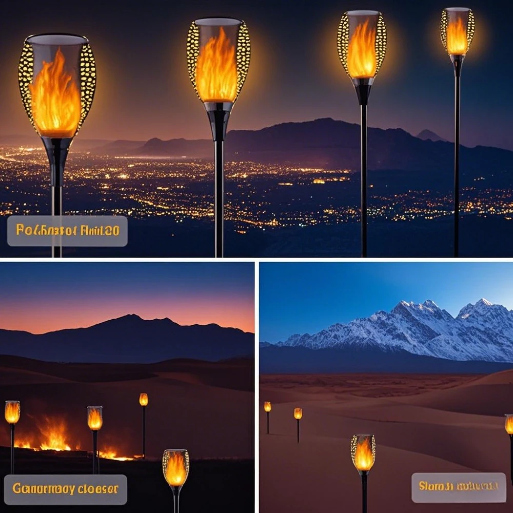 96LED أضواء الشمسية في الهواء الطلق أكبر الخفقان لهب الشعلة الشمسية أضواء مقاوم للماء أضواء المسار الشمسية لحديقة فناء ساحة