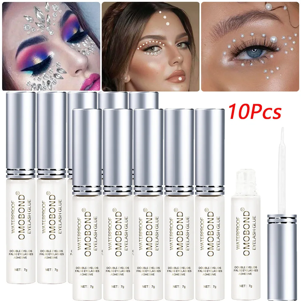 1/2/3/4/5/10pcs Quick Dry Strong Adhesive Eyelash Glue - 7g Transparent Rhinestone Charms False Eyelash Glue Fake Eye Lash Glue