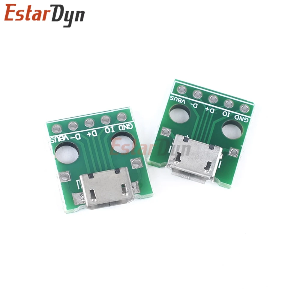 10pcs Micro USB Type B 5Pin Female to DIP Adapter Converter Board PCB Module for Breadboard DIY Prototyping