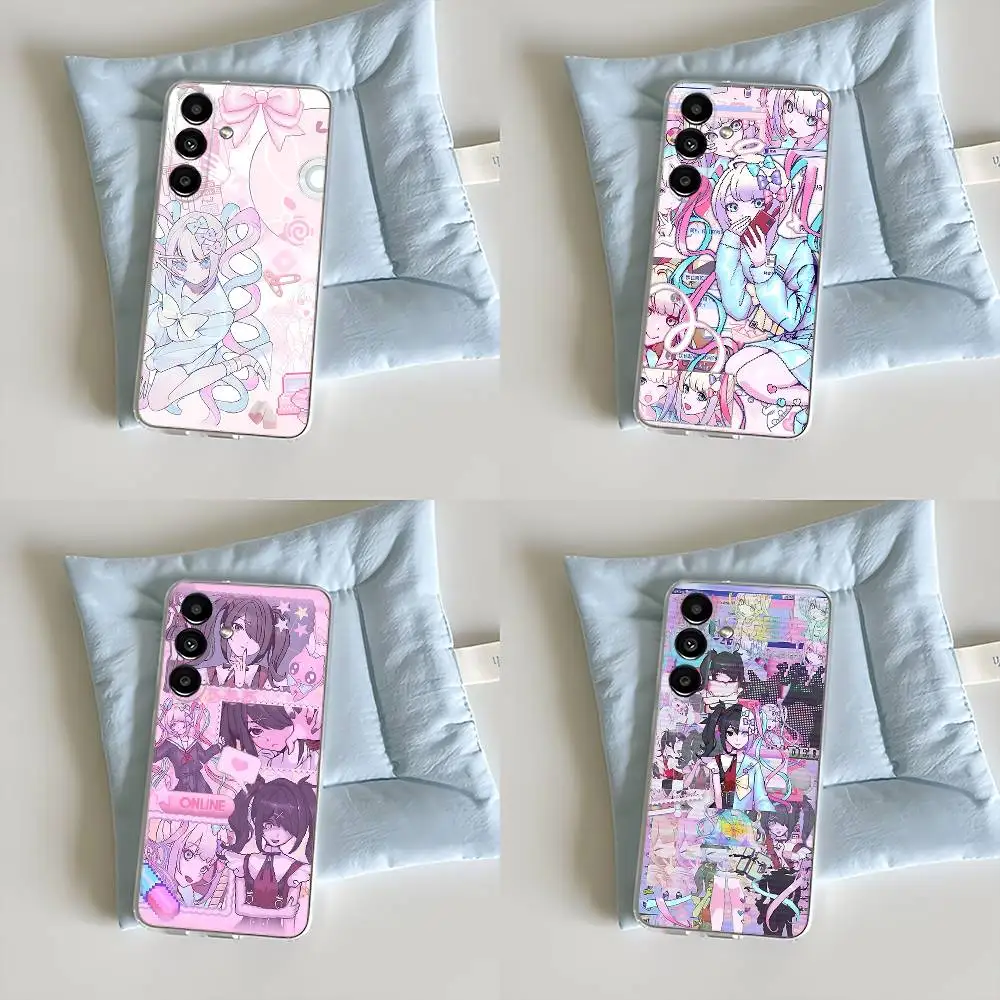 

Needy Streamer O-Overload Ame chan Phone Case For Samsung S30,23,21,22,20, FE lite,S10,9,8,7 PIus Note20ultra Transparent