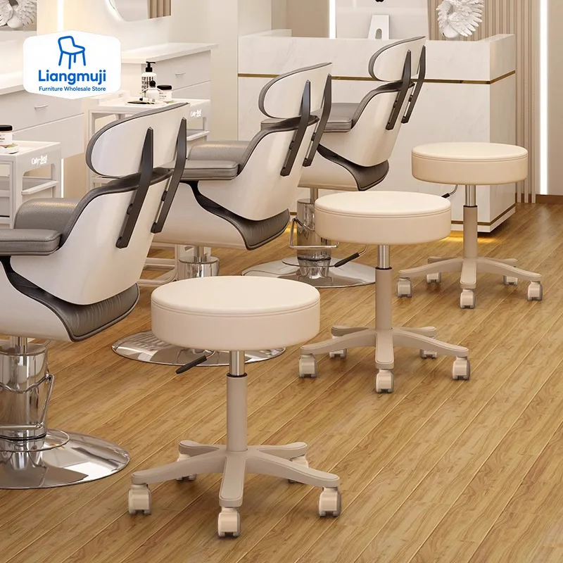 

Salon Chair Hair Stylist Chairs Living Room Swivel Wheels Nail Rotating Professional Hairdressing Barbershop Cadeira De Barbeiro