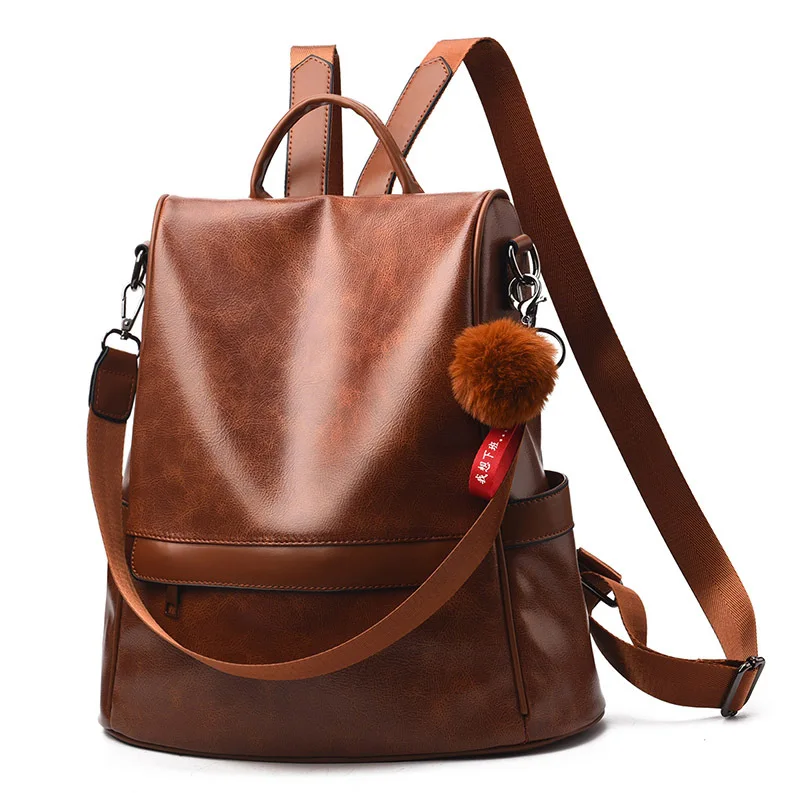 QUEENSHOW Vintage Rucksäcke Frauen Leder Schulter Rucksack Mode Anti-diebstahl Frauen Rucksäcke Hohe Qualität Freizeit Schulter Taschen Mochila 5