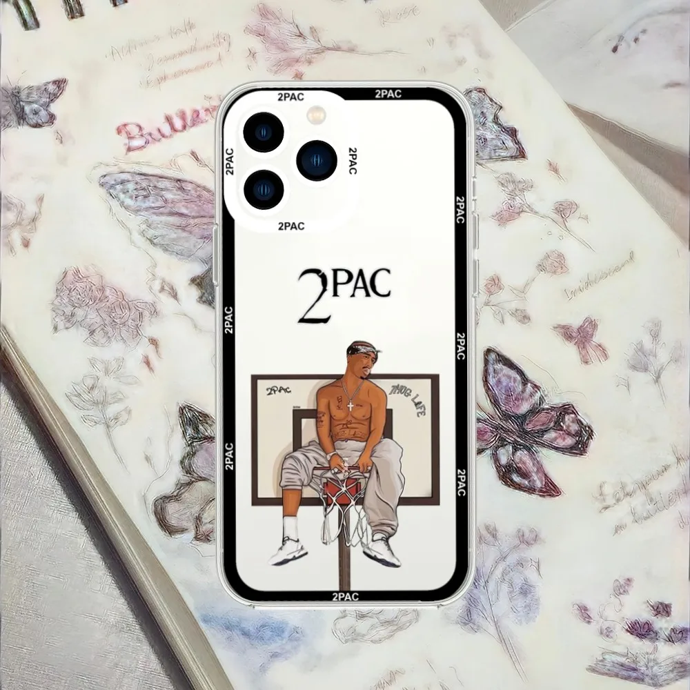 Rapper 2Pac Tupac Shakur Phone Case For iPhone 13 14 15 Mini 11 12 Pro Max Transparent Shell