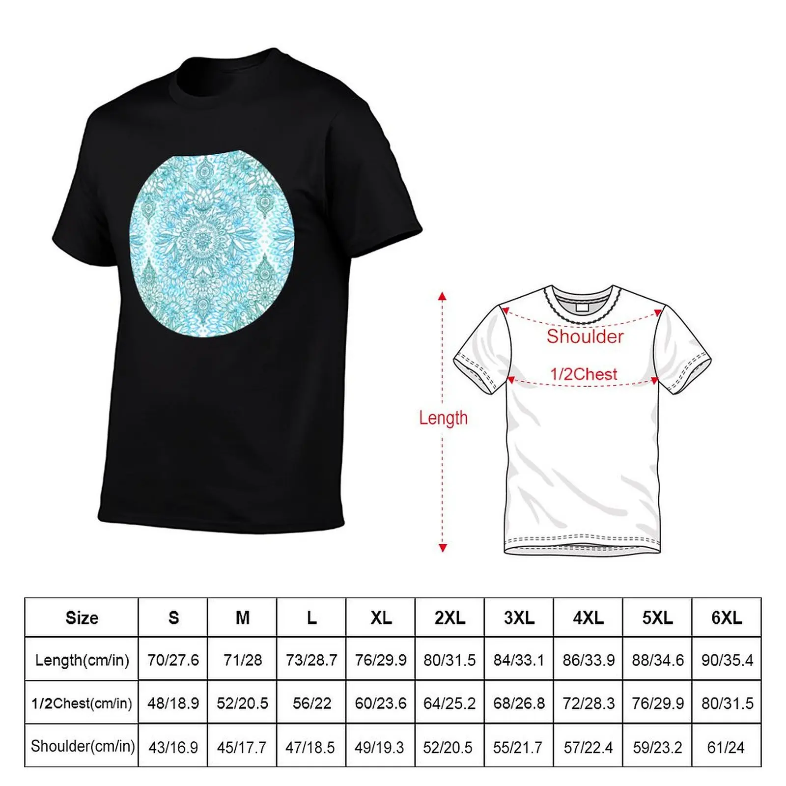 Turquoise Blue, Teal & White Protea Doodle Pattern T-Shirt custom shirt new edition boys whites vintage t shirts mens fashion