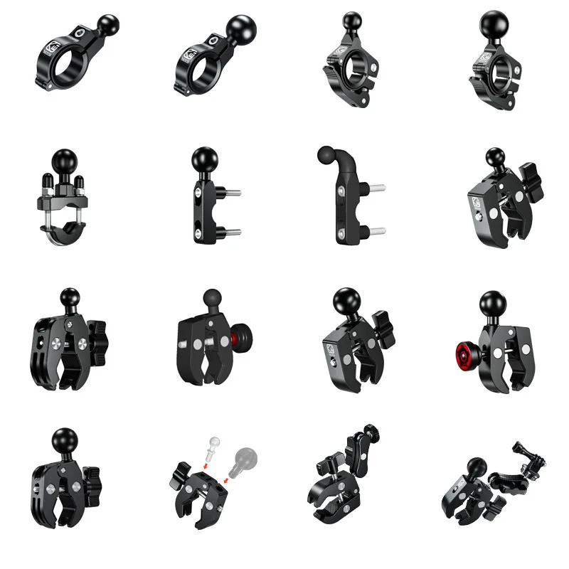 17mm 25mm Ball Head Adapter Motorcycle Handlebar 1 inch Base Mount Holder Bike Bicycle Riding Clip Aluminum Alloy GPS Bracket