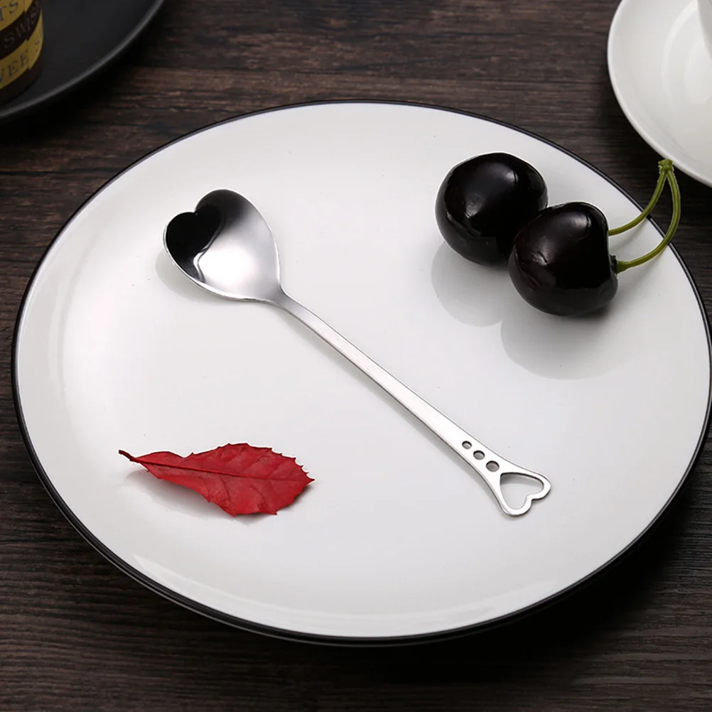 

10pcs Stainless Steel Heart Shape Spoons Scoop Stirring Utensils For Dessert Cake Coffee Tea Sweet Snacks Kitchen Dining Office
