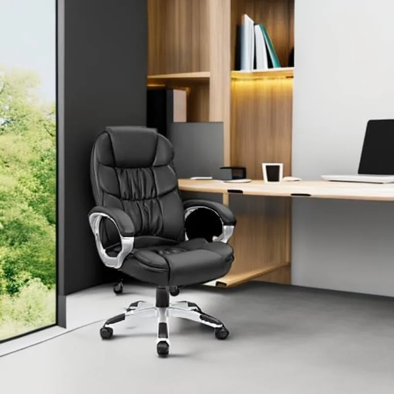 Office Chair High Back Computer Desk Chair, PU Leather Adjustable Height Modern Executive Swivel Task Chair with Padded