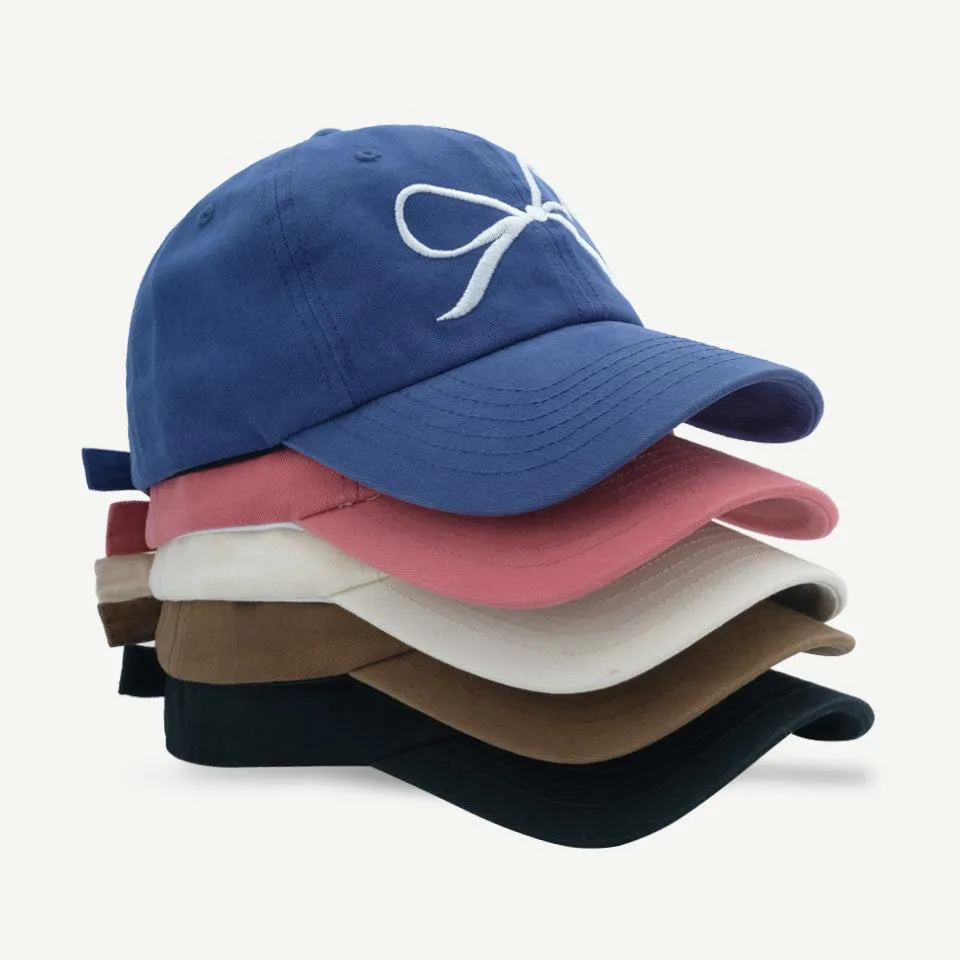 

Korean Bow Baseball Cap Women Pink Bows Embroidered Snapback Hat Summer Adjustable Soft Top Peaked Caps Gorras 야구모자 For Women