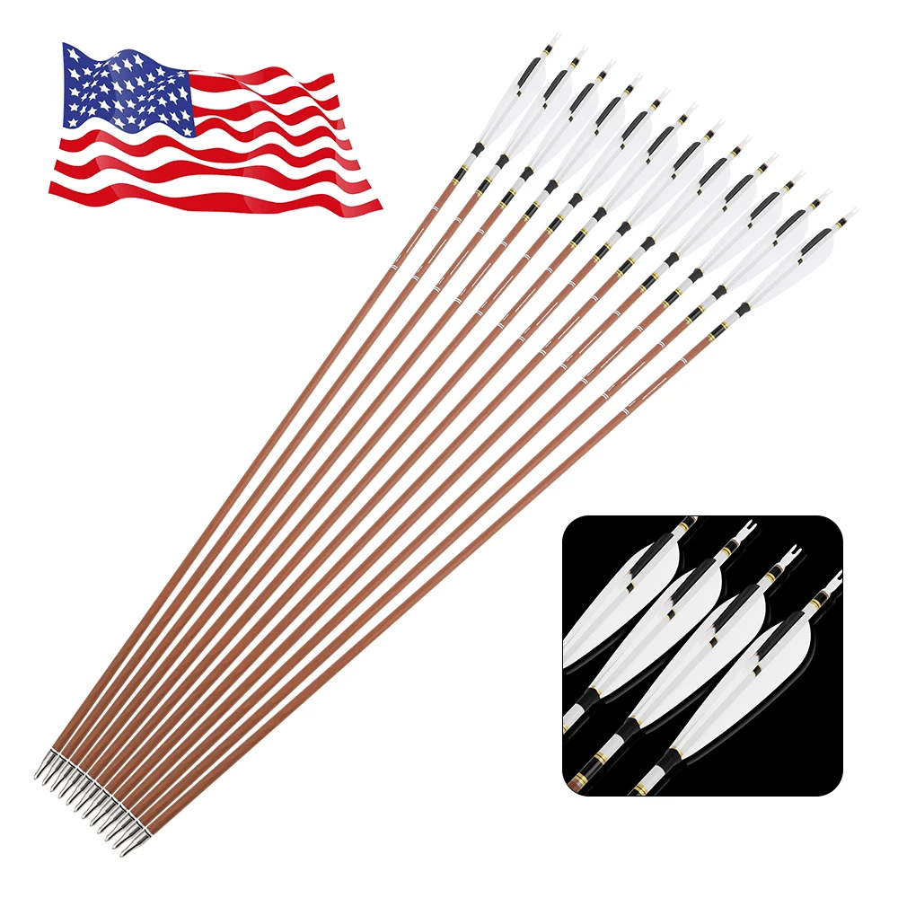 

Archery Pure Carbon Arrows 31inch Arrow Shaft 100 Grain Broadhead 5 Inch Turkey Feather Spine 340-600 Bow Archery Shooting 12pcs