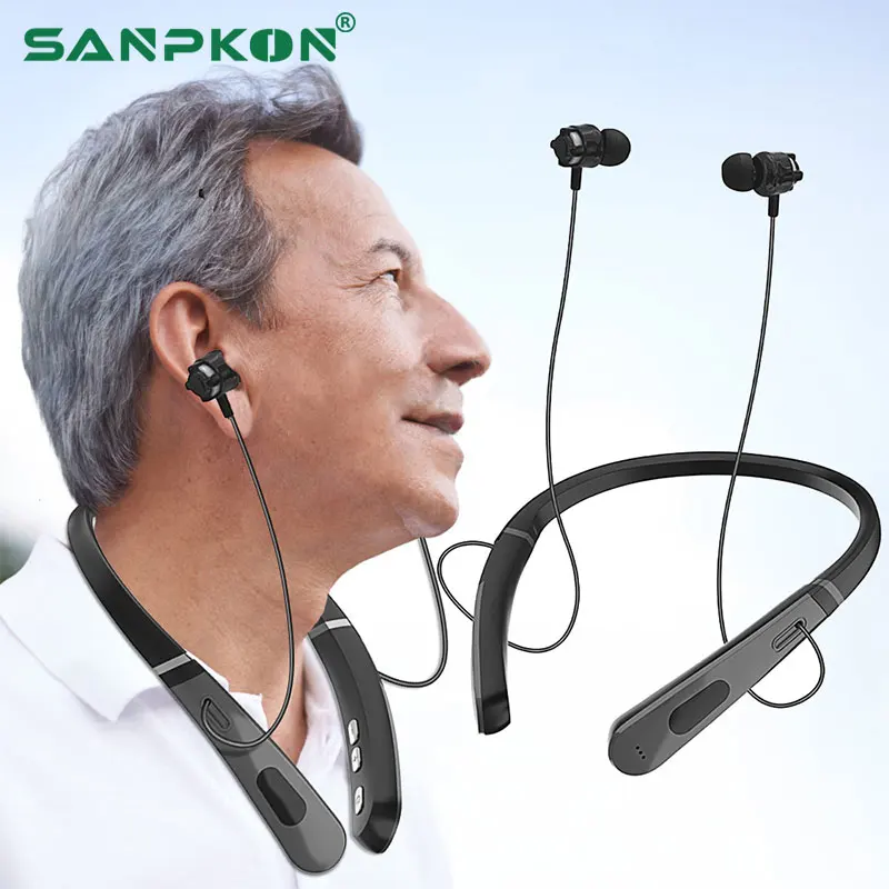 Hearing Aids for Deafness Wireless Bluetooth Headphone Neckband Elderly Sound Amplifier 5 Levels Volume 16 Channels Hearing Aid