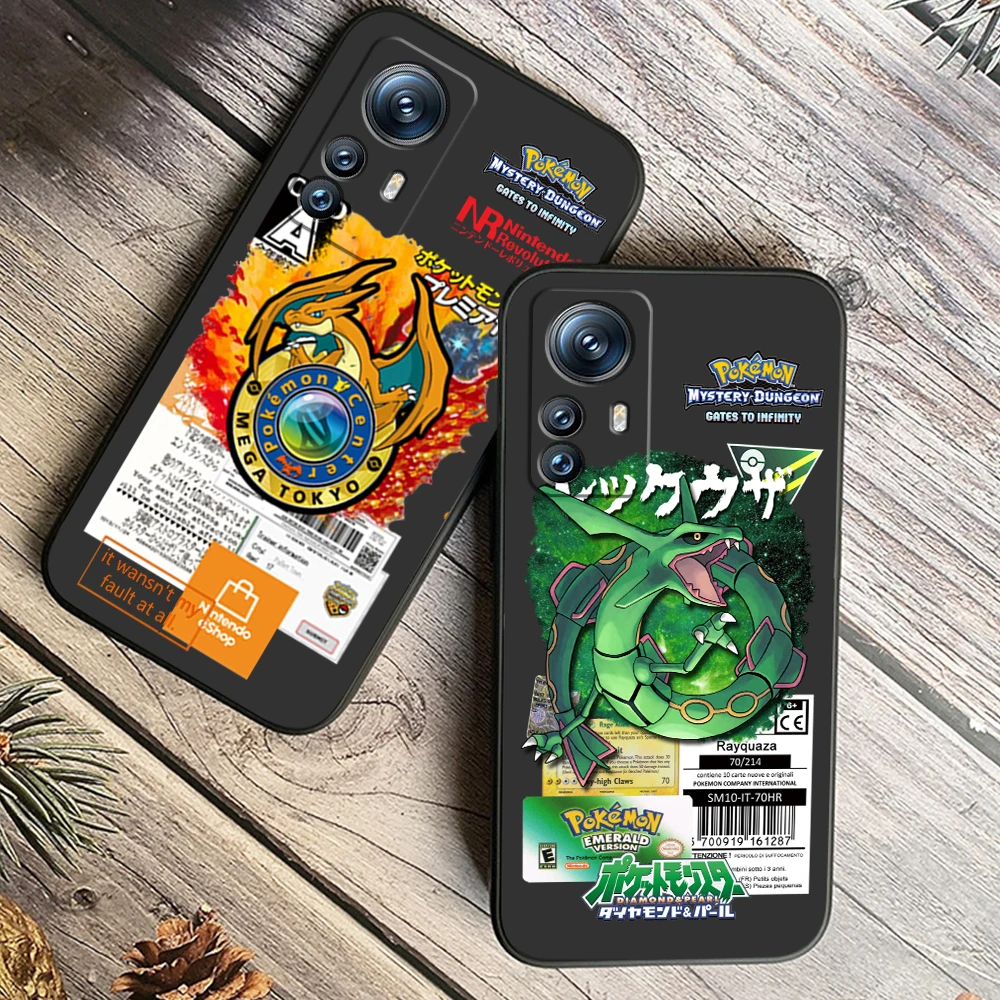 Pokemon Dragonite Rayquaza For Xiaomi Mi 13 12T 12 11T 11i 11 A3 10T 10 CC9E 9 Pro Lite Ultra 5G Black Funda Phone Case