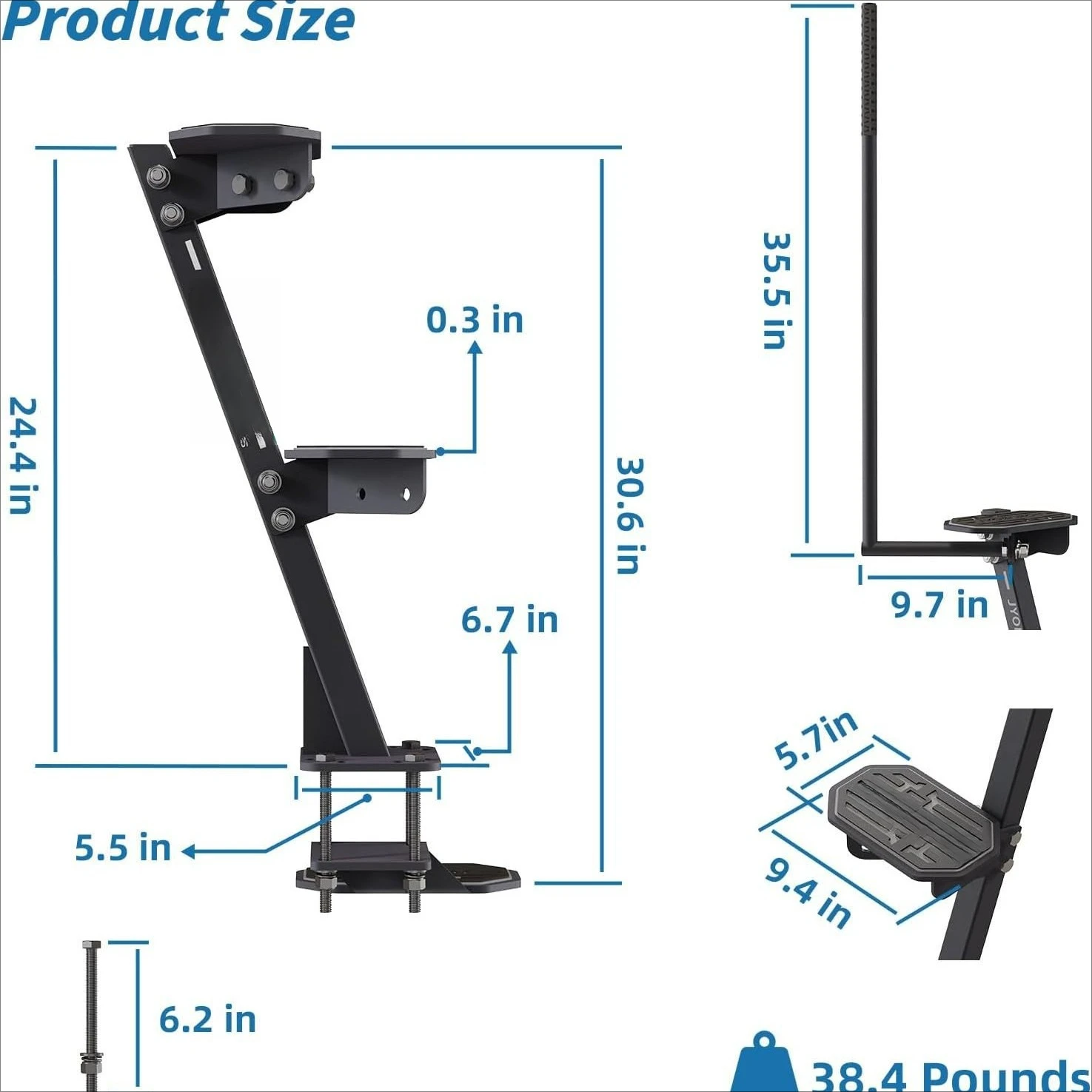 Pedal de remolque marino resistente con mango.