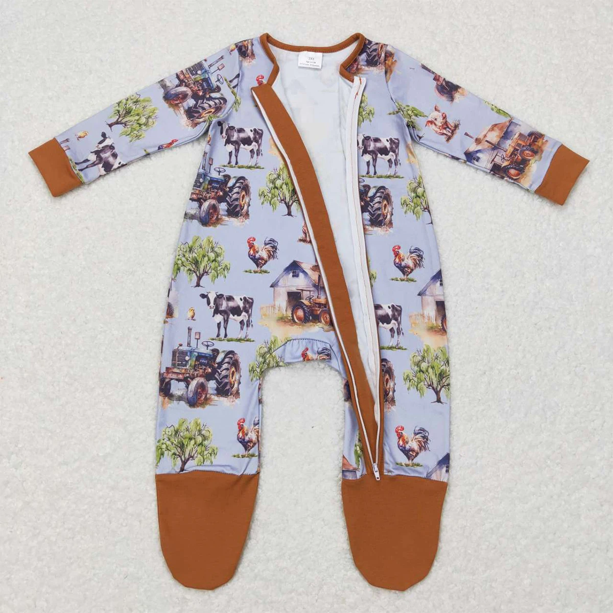 Wholesale Baby Boy Zipper Long Sleeves Truck Romper Kid Toddler One-piece Newborn Coverall Bodysuit Snap Bottonddler Outfits New