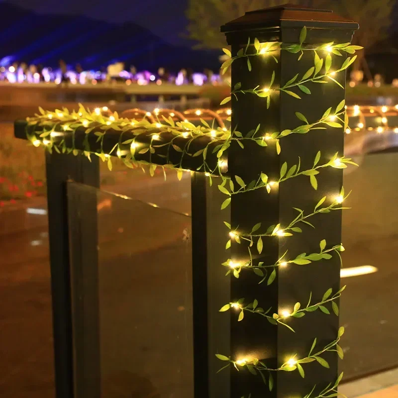 2M/5M/10M LED Green Willow Vine String Lights – Battery Powered Fairy Lights for Room, Party, Wedding & Holiday Decoration