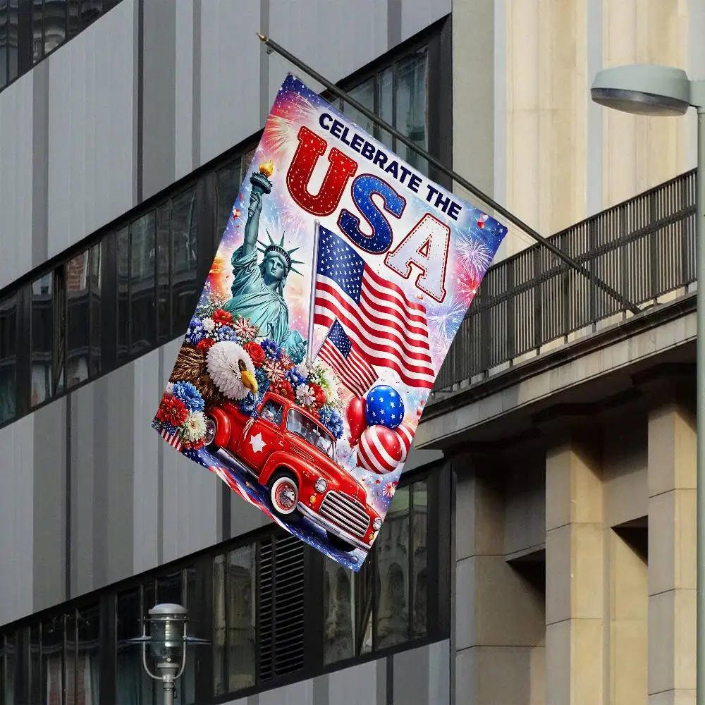 American Independence Day Creative Pattern Hanging Flag Polyester Printed Banner Hand Pulled Flag