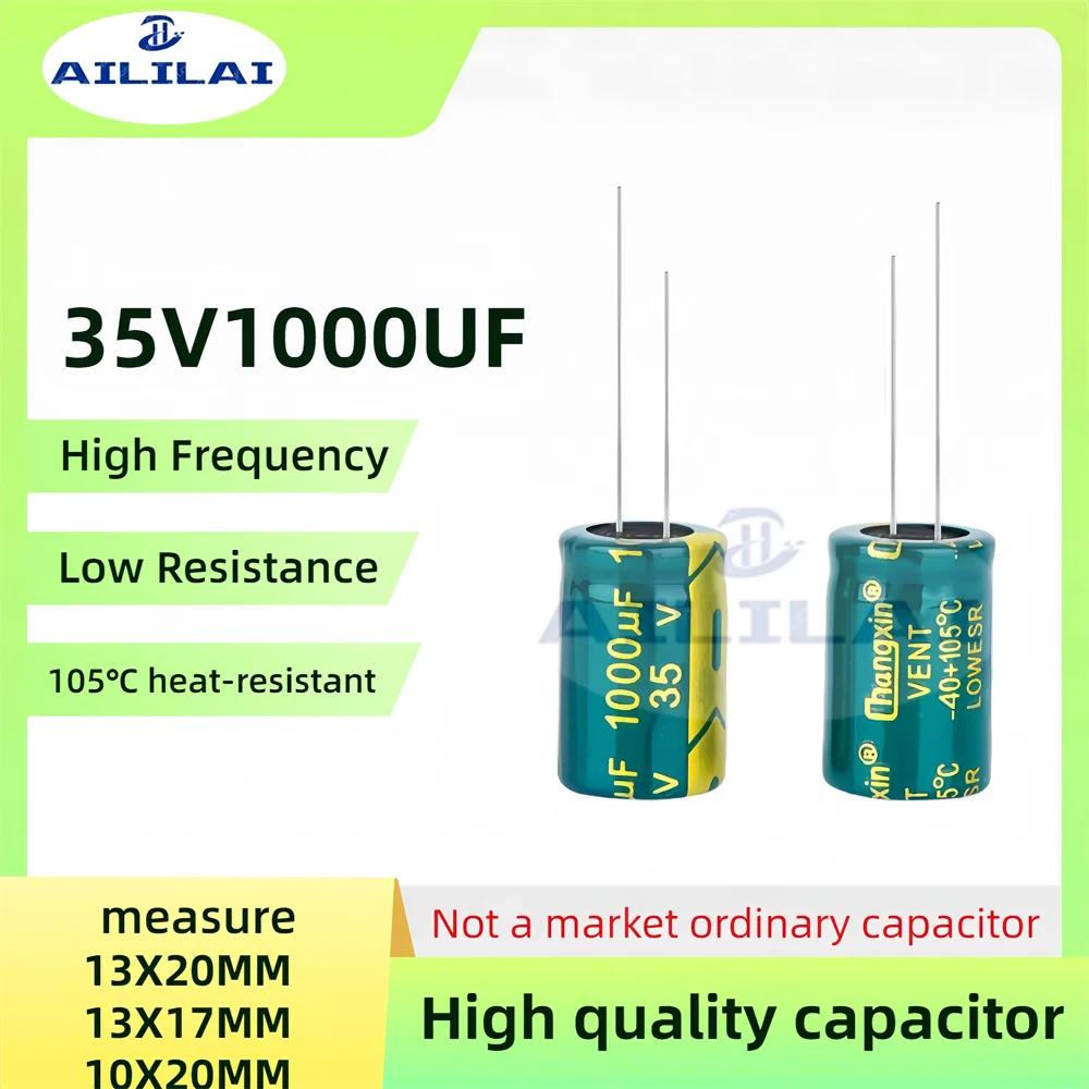 20PCS Original 35v1000uf Low ESR/Impedance High Frequency 35V 1000UF Aluminum Electrolytic Capacitor 35V1000UF Size: 10X20mm