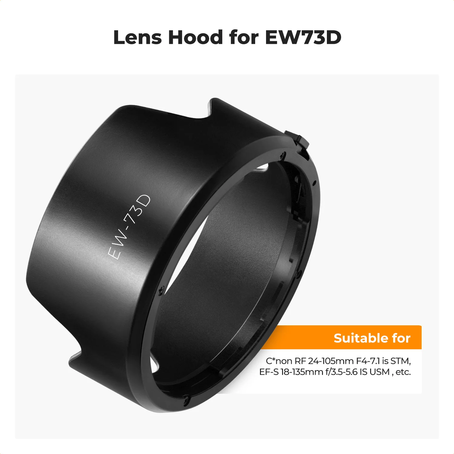 K&F Concept Omkeerbare bajonet-zonnekap, opklikbare camerazonnekap, vervanging met stofzuigdoek voor Canon camera's.