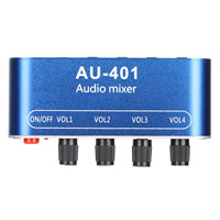 Mini Stereo Mixer 4 in 1 Out Volume Adjustment 3.5mm Sound Selector Amplifier DC 5V-12V For PC Laptop Headphone