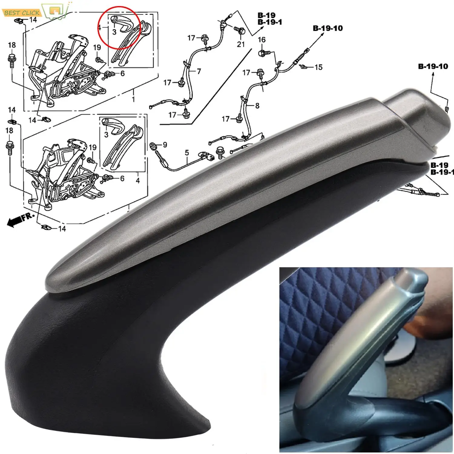 Car Parking Handbrake Cover Lever Shell Kit for Honda Civic 2006-2011