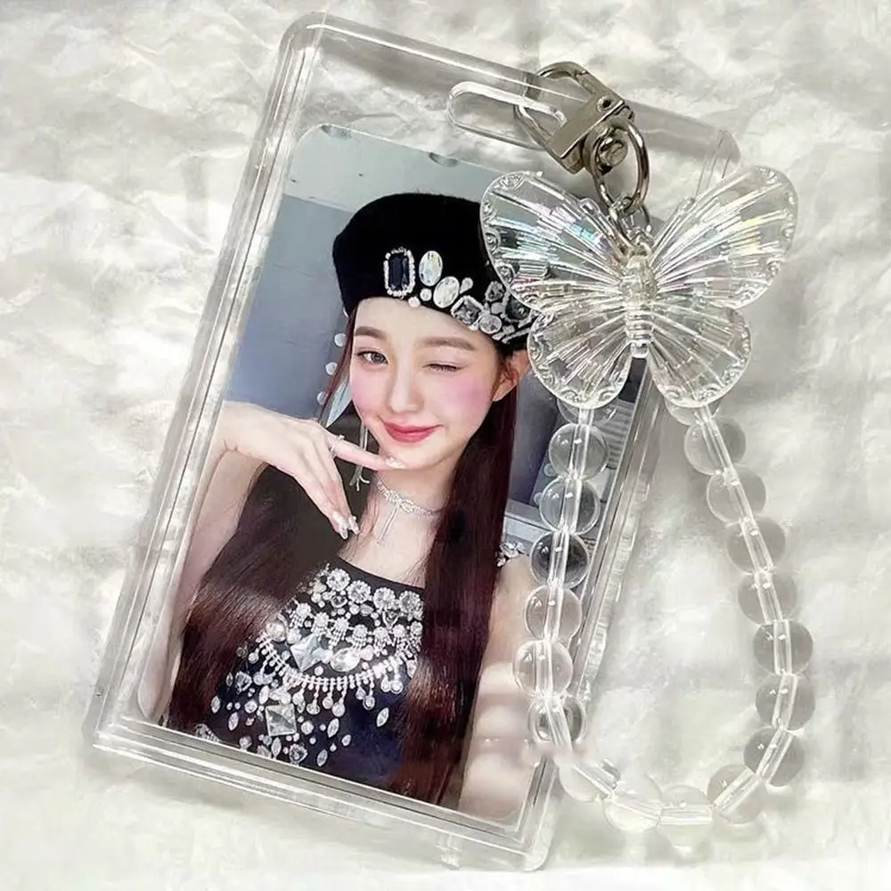 Cover Women Key Chain Love Resin Bead Key Ring Ornaments Children Gift Idol Photos Card Cover Kpop Photocard Holder Card Holder