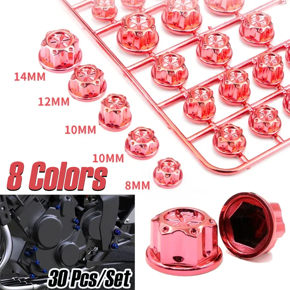 

30Pcs/Set Motorcycle Screw Cap Cover Multicolour Scooter Head Screw Nut Bolt Caps Motorcycle Modification Accessories